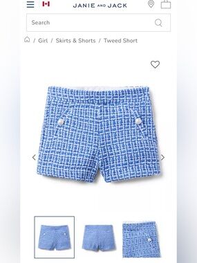 Janie and Jack Blue Tweed Pearl-Accent Girls' Shorts